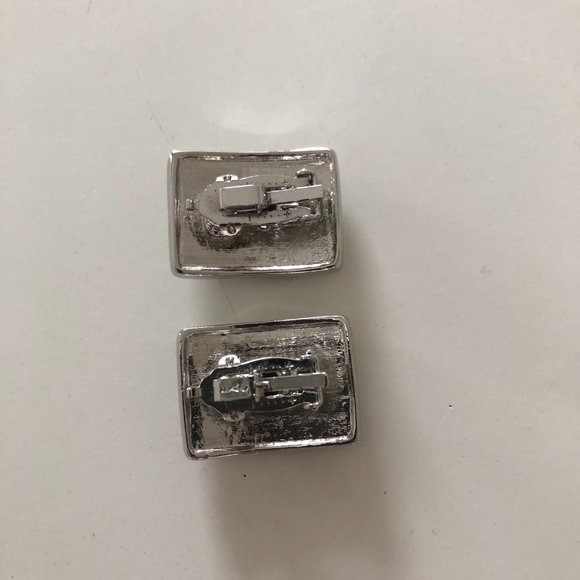 Silver tone and black clip on earrings - Picture 2 of 2